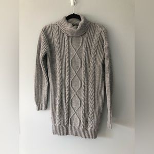 NWOT Red Dress Boutique Grey Cable Knit Turtleneck Sweater Dress by Everly